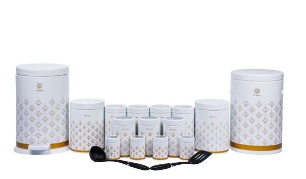 سرویس آشپزخانه اورانوس 17 پارچه استوانه ای طرح دار B0011